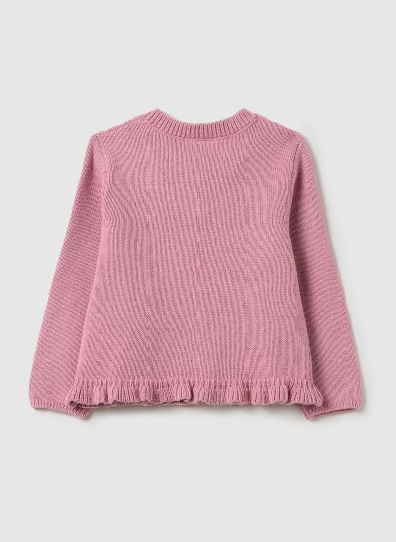 Ovs GIRLS' PINK PURE COTTON CARDIGAN