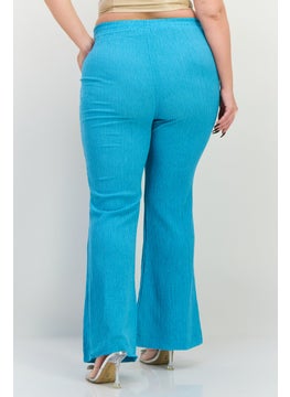 The Giving Movement Women Regular Fit Textured Flare Pants, Turquoise  - Image 4