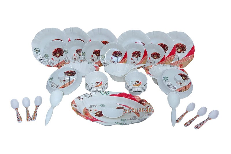 SILVER ACE Silver Ace Queen Crape Designer Melamine Dinner Set in Multicolor 43 Pieces - Image 1