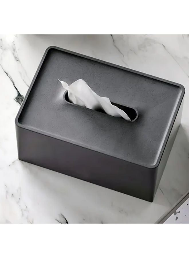 Black Square Tissue Box Modern Minimalist Design Textured Finish Durable Plastic Living Room Decor Storage - Image 5