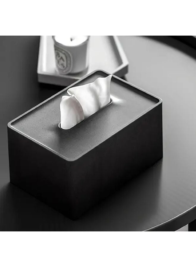 Black Square Tissue Box Modern Minimalist Design Textured Finish Durable Plastic Living Room Decor Storage - Image 2