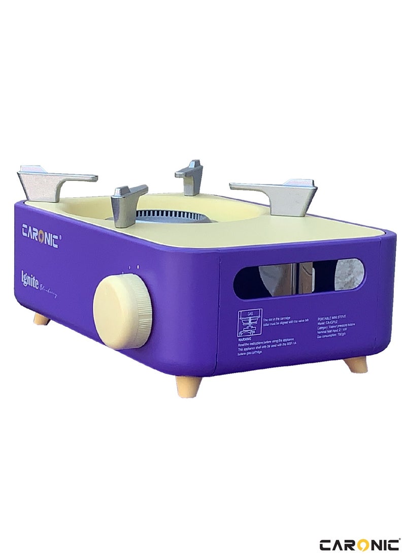 CARONIC Butane Fuel Camp Stove Crate Series Mini Stove For Camping Hiking  Portable Gas Stove With Spiral Flame Even Heat Distribution Modern and Easy To Use Purple  - Image 3