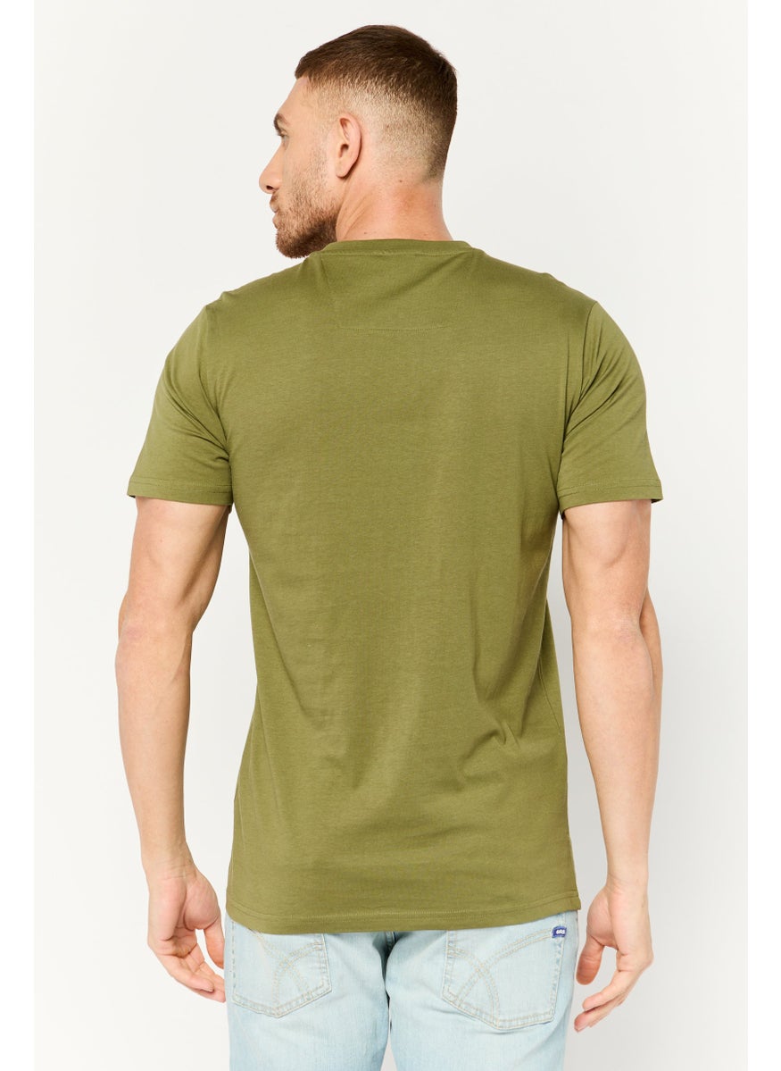 Cavalli Class Men Crew Neck Short Sleeve Graphic Print T-Shirt, Olive  - Image 4