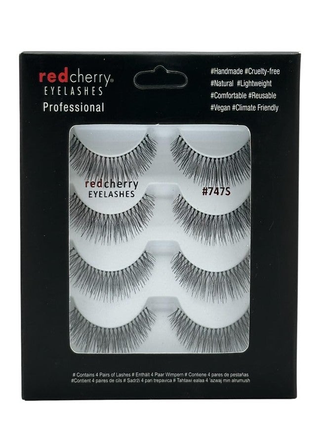 ريد تشيري رموش ريد تشيري #747s، رموش صناعية سوداء كاملة ذات مظهر طبيعي - عبوة متعددة - 4 أزواج، خالية من القسوة على الحيوانات، مصنوعة يدويًا، خالية من اللاتكس، خفيفة الوزن ومريحة - Image 1