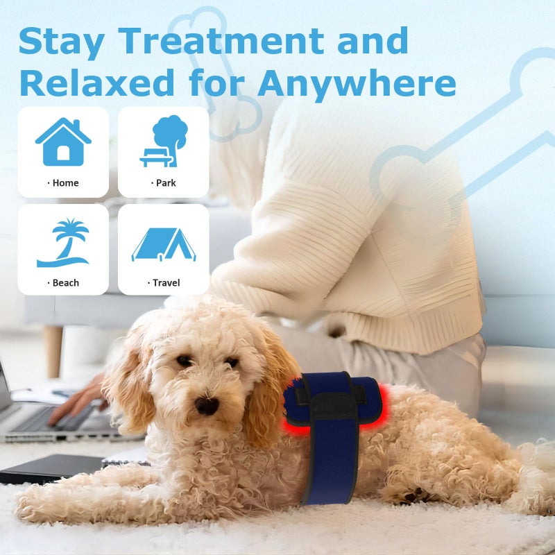 PUPCA Red Infrared Light Therapy Belt for Pets Pain Relief, Portable Wearable Cold Laser Therapy Device for Dogs Tissue Repair, Joint & Back Pain - Image 4
