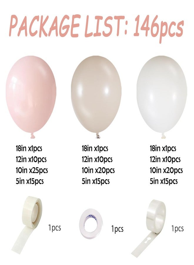 Vztipki 145Pcs Boho Dusty Pink Balloon Arch Kit - Neutral Pink, White Sand, Ivory Garland - [Color Varies Before & After Inflation] - for Birthdays, Weddings, Gender Reveal Party Decorations - Image 2