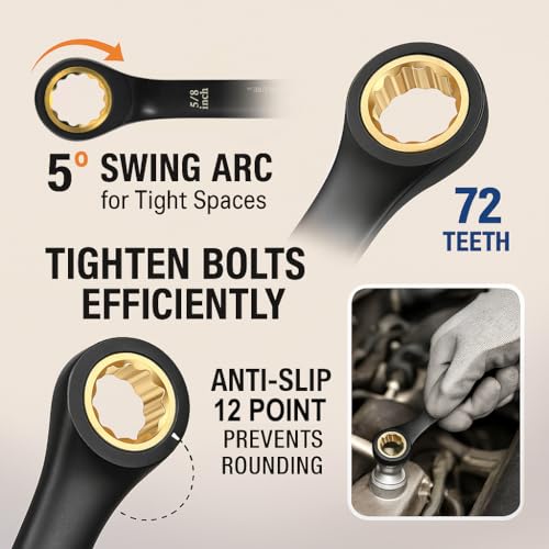 ironcube Ratcheting Wrench Set For Men: 16-Piece Metric & SAE - Black Chrome Vanadium - Including Water-Resistant Wax Canva Bag - for Automotive Repair - Image 4