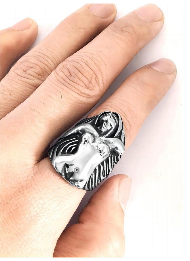 JAJAFOOK Gothic Biker Angel Rings For Men Vintage Heavy Stainless Steel Goddess Biker Womens Body Ring For Medusa Color Silver  - Image 5