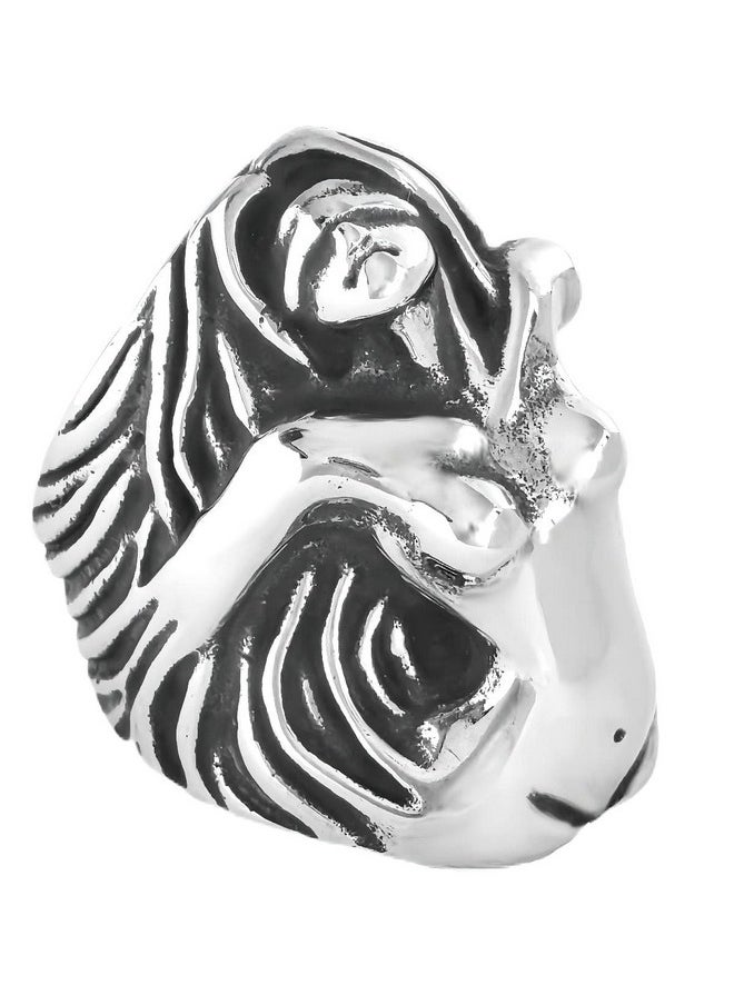 JAJAFOOK Gothic Biker Angel Rings For Men Vintage Heavy Stainless Steel Goddess Biker Womens Body Ring For Medusa Color Silver  - Image 1