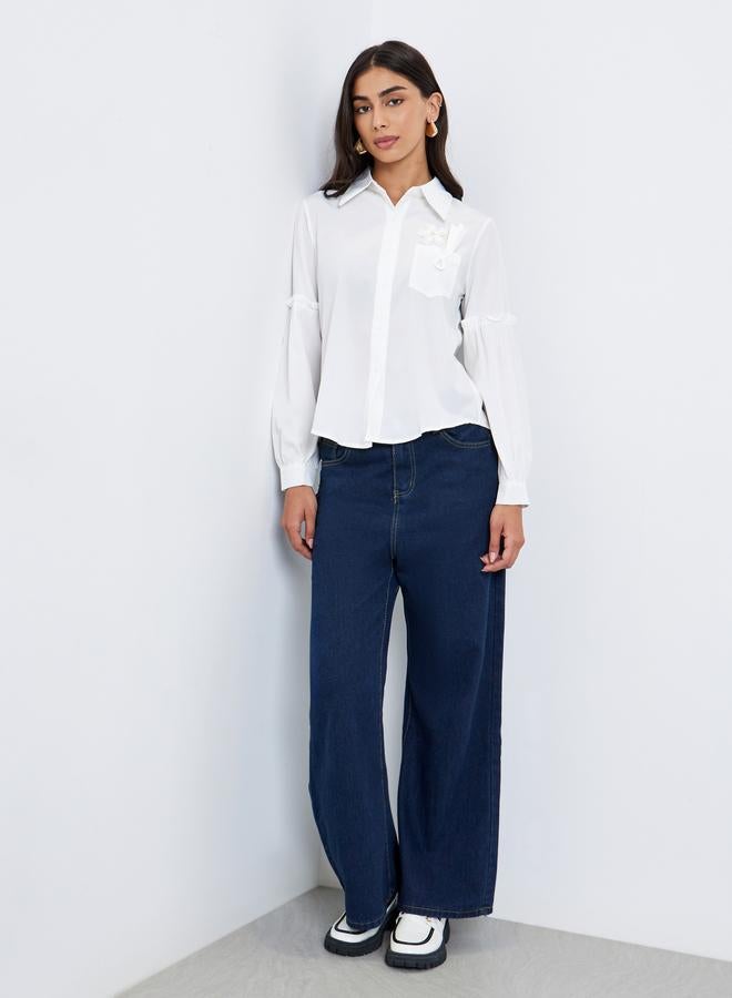 Styli White Applique Pocket Detail Casual Shirt - Image 2