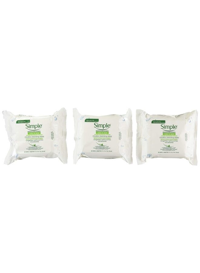 simple Micellar Makeup Remover Wipes 25 Count (3 Pack) - Image 1