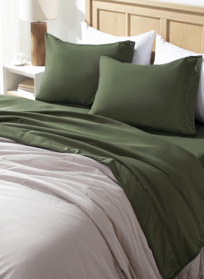 Andency California King Sheet Sets 4 Pieces, Dark Olive Green Super Soft Sheets for Cal King Size Bed, Microfiber Deep Pocket Up to 16", Hotel Luxury Breathable & Cooling Bed Sheet Set - Image 5