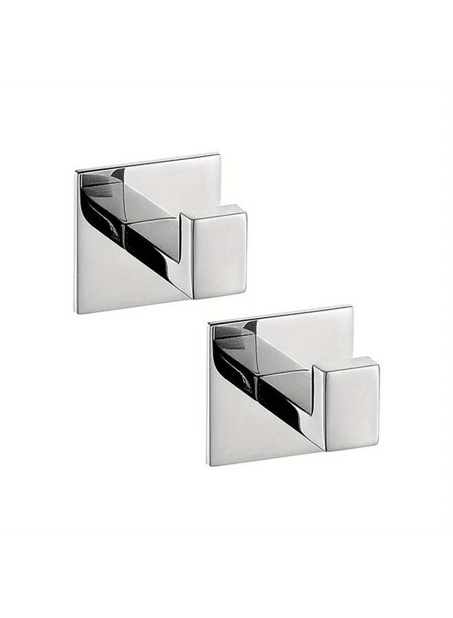 2Pcs Self Adhesive Towel Hook Hanger SUS304 Stainless Steel Chrome Finish - Image 2