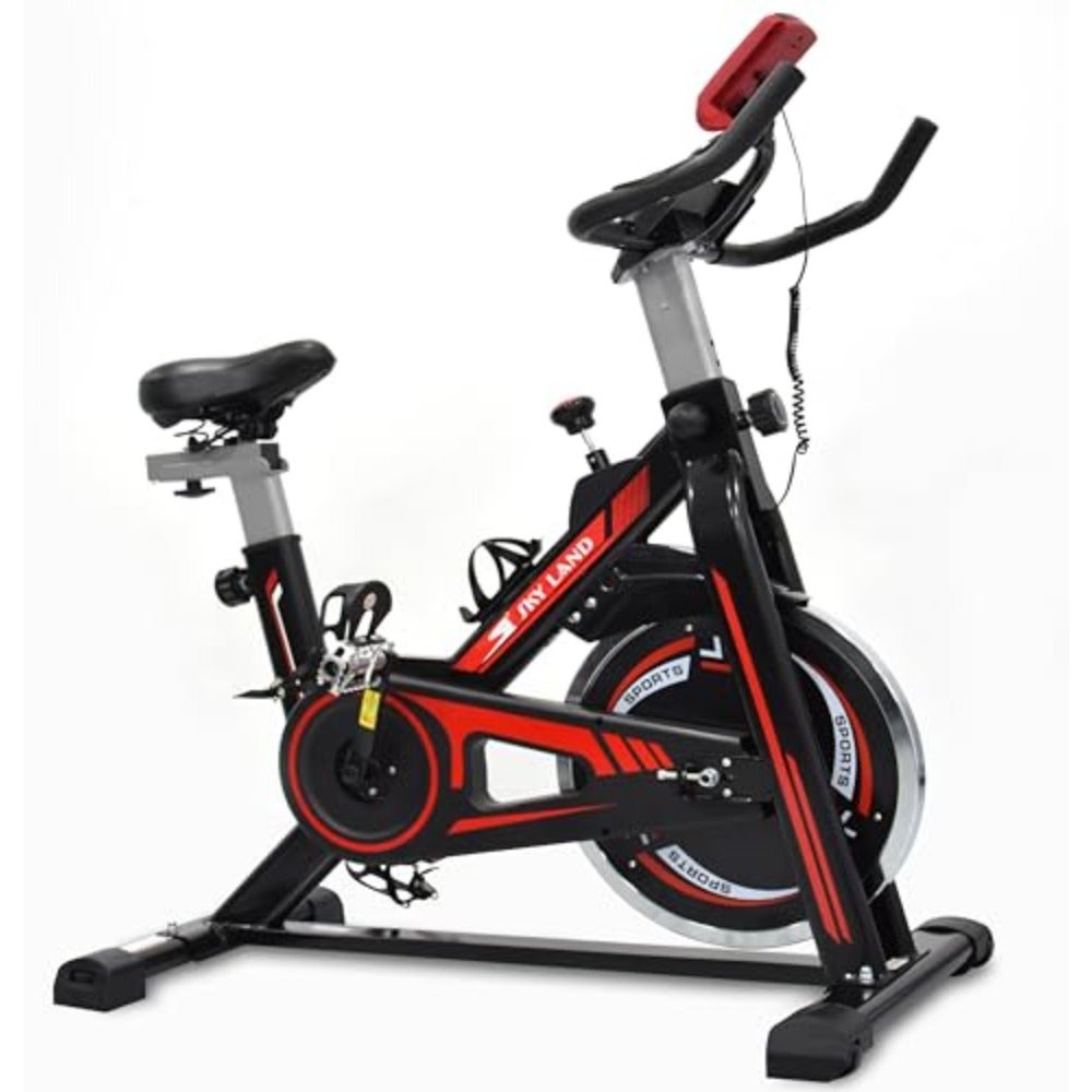 Exercise Bike Spin Bike for Home Cardio Workouts Adjustable Resistance LCD Monitor 10kg Flywheel Compact Stationary Exercise Bike with Bottle Holder for Home Gym