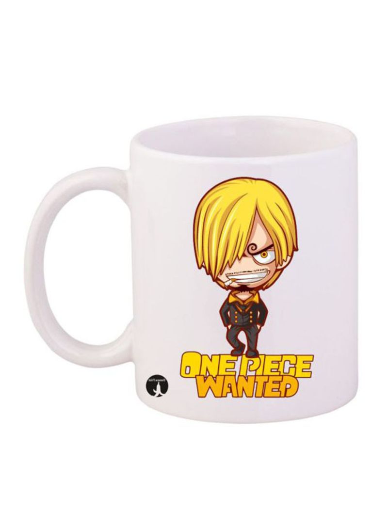 RKN Anime One Piece Printed Mug White/Yellow/Beige 12ounce