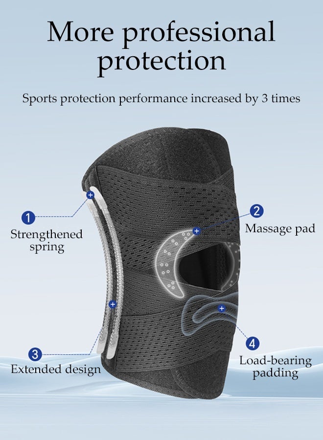 DUNISO Patella Knee Brace,Adjustable Knee Strap with Dual Strap Compression,Supported by Springs,Breathable, Anti Slip,for Relieve Knee Pain,Suitable for Running, Cycling, Football, Hiking(L) - Image 4