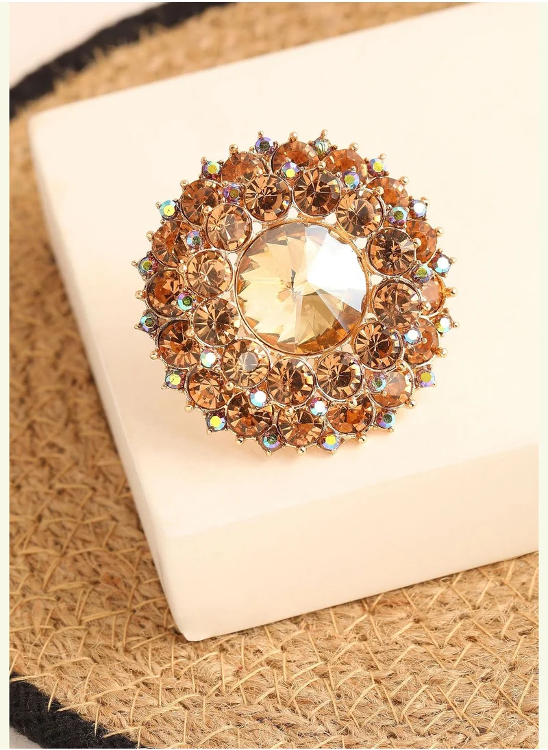 SOHI Gold Plated Party Designer Stone Ring For Women