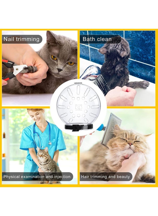 كمامة للقطط، خوذة، غطاء فم للقطط، كمامة للعناية بالحيوانات الأليفة، قلنسوة قابلة للتعديل، قناع وجه شفاف قابل للتهوية، قناع للعناية بالقطط والكلاب، أدوات أزياء للحيوانات الأليفة (L). - Image 4