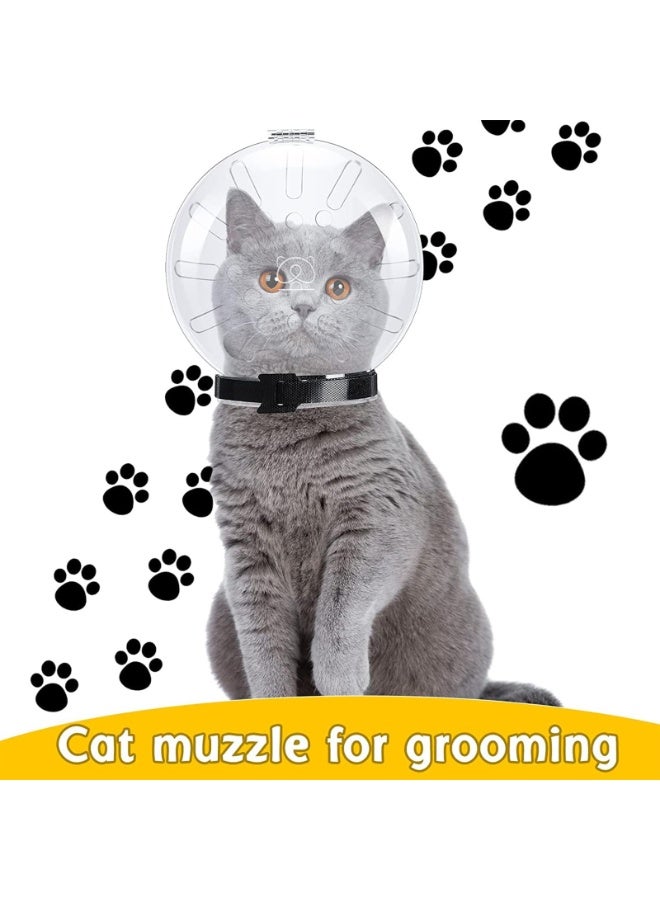 كمامة للقطط، خوذة، غطاء فم للقطط، كمامة للعناية بالحيوانات الأليفة، قلنسوة قابلة للتعديل، قناع وجه شفاف قابل للتهوية، قناع للعناية بالقطط والكلاب، أدوات أزياء للحيوانات الأليفة (L). - Image 5