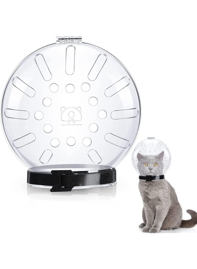 كمامة للقطط، خوذة، غطاء فم للقطط، كمامة للعناية بالحيوانات الأليفة، قلنسوة قابلة للتعديل، قناع وجه شفاف قابل للتهوية، قناع للعناية بالقطط والكلاب، أدوات أزياء للحيوانات الأليفة (L). - Image 1