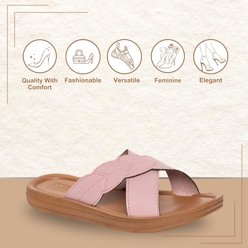 Bella by Labella Women Fashion Flat Slip On Pink Sandal | Durable | Stylish | Comfortable | Slip Resistant | Lightweight & Breathable | 5 UK - Image 2