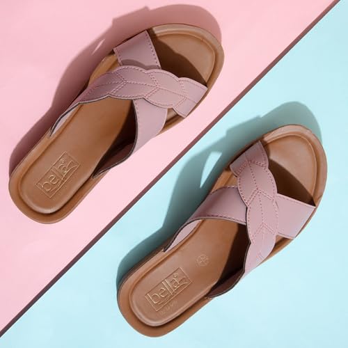 Bella by Labella Women Fashion Flat Slip On Pink Sandal | Durable | Stylish | Comfortable | Slip Resistant | Lightweight & Breathable | 5 UK - Image 3