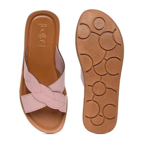Bella by Labella Women Fashion Flat Slip On Pink Sandal | Durable | Stylish | Comfortable | Slip Resistant | Lightweight & Breathable | 5 UK - Image 4