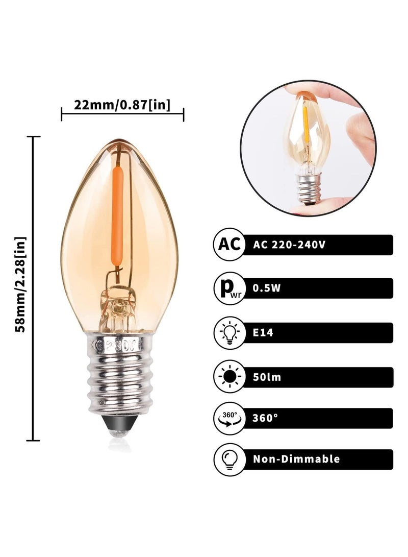 E14 LED Bulb, Candle Bulbs 0.5W, Chandelier Bulbs C7 Night Light Bulb Small Edison Screw Vintage Amber Glass Filament Bulb E14 Salt Lamp Bulb 2200K, 5W Equivalent Non-Dimmable (5Pcs Warm White) - Image 4