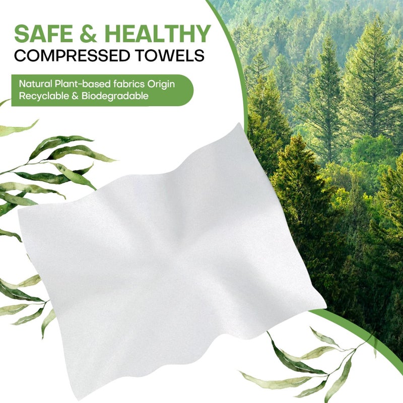 fancyou Compressed Towel 100 PCS Disposable Face Towels, Mini Portable Tablets Coin Tissue Compressed Cotton Hand Wipe Disposable Washcloths for Travel Camping Home Outdoor - Image 3