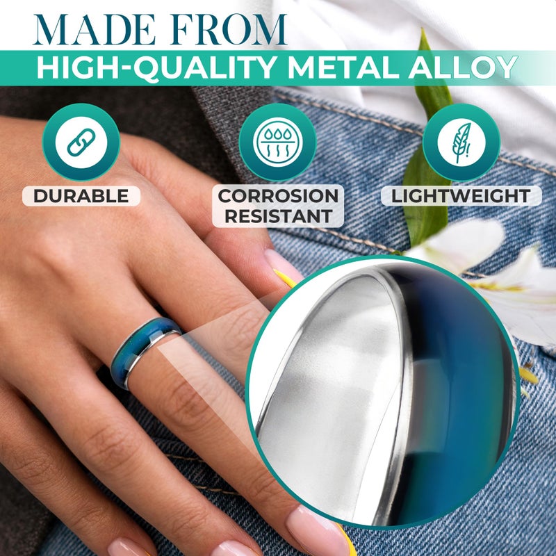 PIKTIME 50 PCs Mood Rings for Women and Men â€“ Color Changing Mood Ring in 5 Sizes (6â€“10) â€“ Corrosion Resistant for All Ages with Unique Design, Suitable for Party Favors, Collections, and Thoughtful Gifts - Image 3