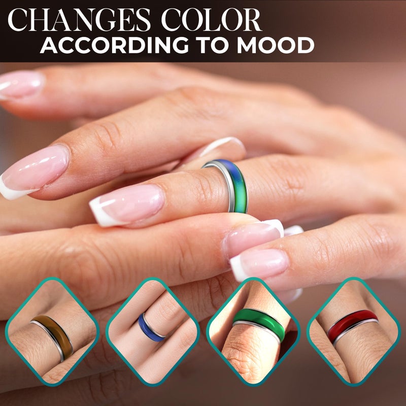 PIKTIME 50 PCs Mood Rings for Women and Men â€“ Color Changing Mood Ring in 5 Sizes (6â€“10) â€“ Corrosion Resistant for All Ages with Unique Design, Suitable for Party Favors, Collections, and Thoughtful Gifts - Image 5