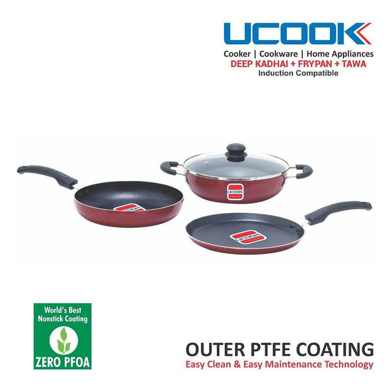 UCOOK Aluminium Non-Stick Induction Cookware Set (3+1) - Image 2