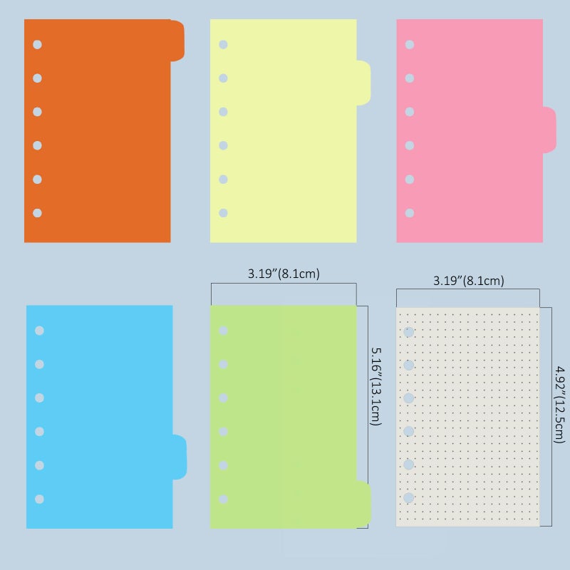 Harphia A7 6 Holes Binder Refill Value Set, 90sheets dotted loose leaf paper with stickers and dividers, planner inserts with binder pockets for A7 binder 6 holes refillable notebook,005dA7dot - Image 4