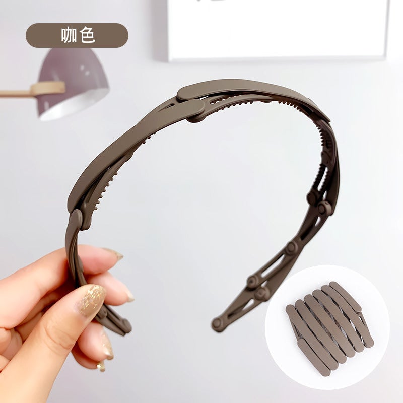 Generic Retractable Folding Headband Womens Travel Portable Face Washing Special Toothed Hair Pressing Anti-slip Broken Hair Hoop Bangs Hair Card #3 brown