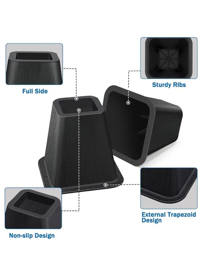6 Inch Heavy Duty Bed And Furniture Risers 4 Pack 2200 Lbs Per Leg Capacity - Image 2