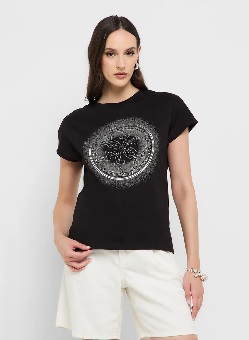 GUESS Crew Neck Short Sleeve  4G Shaded Hotfix