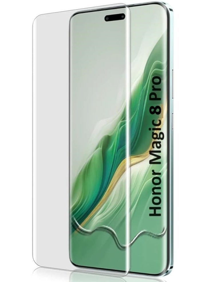 Screen Protector For Honor Magic 8 Pro UV Glass 3D Curved Edges Full Cover Tempered Glass Screen Protector Full Glue Edge to Edge Coverage Anti Scratch Anti Smudge Glass for Honor Magic8 Pro - Image 1