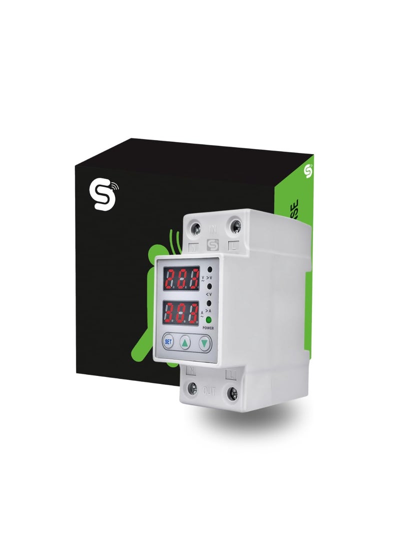 Esysense Inspire Sensing ESYSENSE Automatic Single Phase Voltage Protector Adjustable Setting Protection with Auto ReConnect LED Display Standard DinRail Mounted 220V 63A Voltage Protector  - Image 1