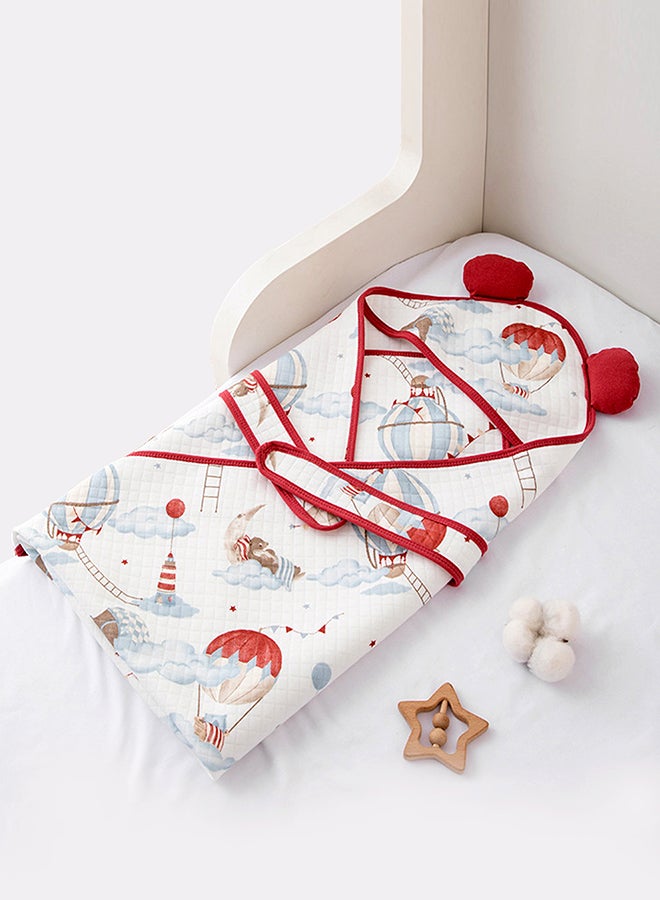 LITTLE SURPRISE BOX Little Surprise Box, Red Hot Air Baloon wrapper Blanket with Hood for Newborn and Infants - Image 1