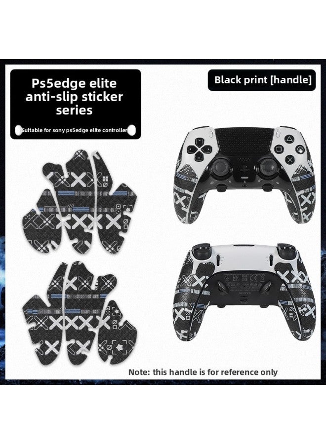 For Sony PS5 Elite Handle Anti-slip Sticker Personalized Printing All-inclusive Key Sweat-absorbent Protective Paper Film Edge Edition-Color:[handle] Black Printed Sticker - Image 1