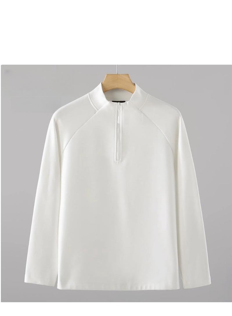 Half Zip Temperament Double-Sided Brushed Comfortable Base Layer With Pullover Hoodie Inside  - Image 1