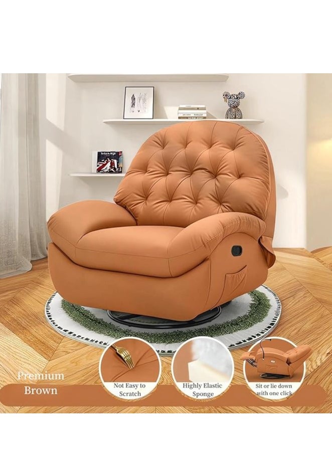 WENBO HOME Standard Recliner Single Recliner Sofa 360° Rotation 30° Recline Swing Premium Leather Lazy Sofa Chair Sofa Couch Bed (ORANGE) - pzsku/Z60605E397F59C7A2521DZ/45/_/1716036330/1448bc9c-8e69-4b6a-bd48-4d54d6e81452