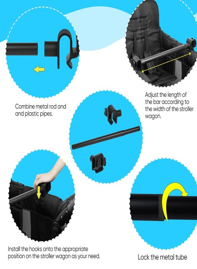 Myvikcar Universal Forward-Facing Stroller Wagon Support Bar,Length Adjustable Crossbar with Hook-Built in,Easy to Install & Remove Bus-Style Seating Upgrade Accessories - Image 4