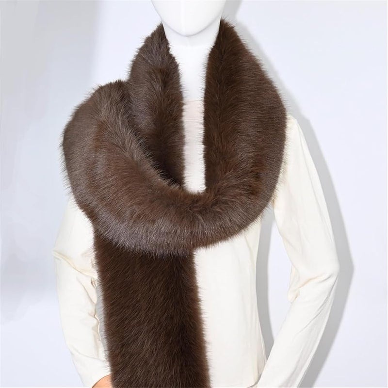 White Soft Plush Winter Scarf Shawl Warm Lightweight Polyester for Women Men - Image 4
