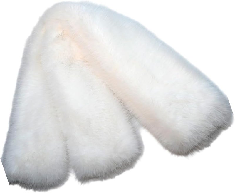 White Soft Plush Winter Scarf Shawl Warm Lightweight Polyester for Women Men - Image 5