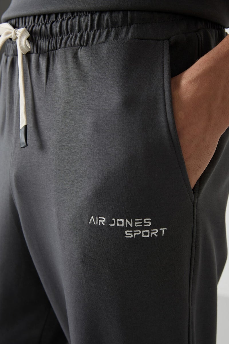 Air Jones Khaki Cotton Thick Soft Texture Oversize Fit Embroidered Men's Tracksuit - 85252  - Image 5