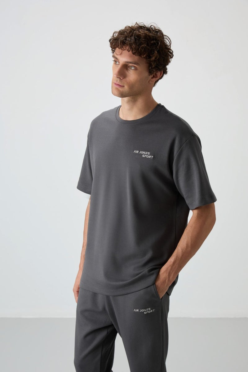 Air Jones Khaki Cotton Thick Soft Texture Oversize Fit Embroidered Men's Tracksuit - 85252  - Image 4