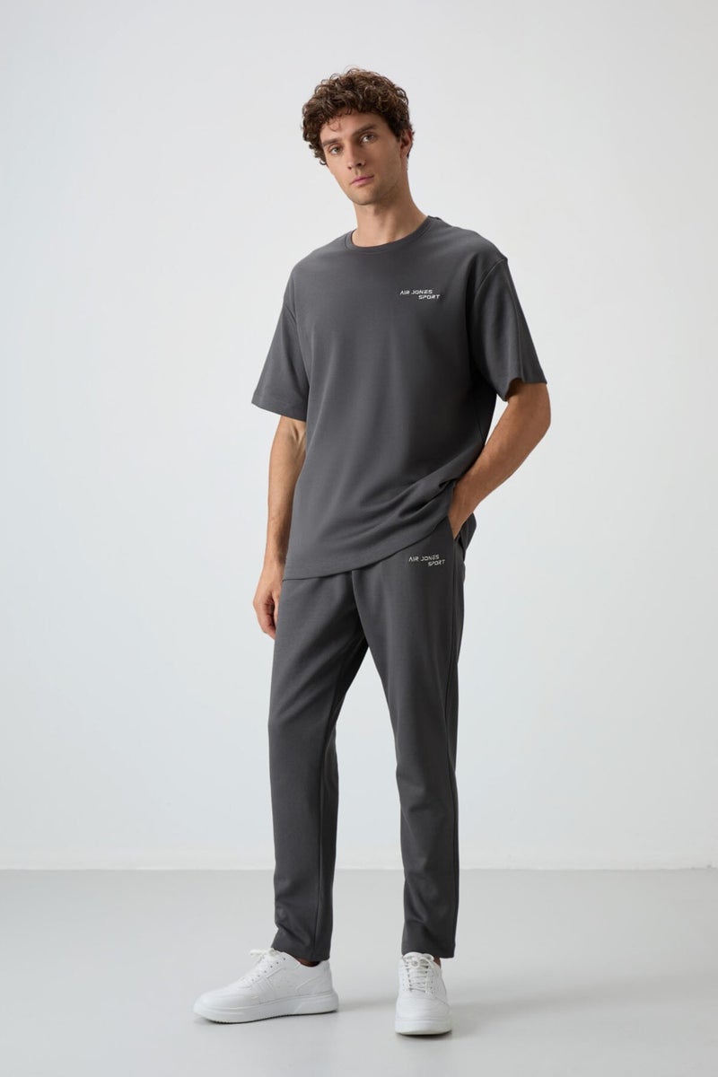 Air Jones Khaki Cotton Thick Soft Texture Oversize Fit Embroidered Men's Tracksuit - 85252  - Image 1