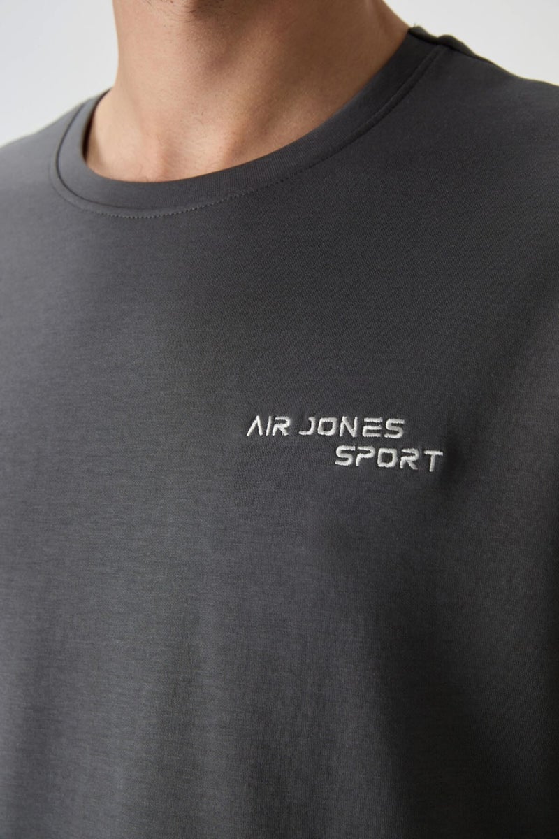 Air Jones Khaki Cotton Thick Soft Texture Oversize Fit Embroidered Men's Tracksuit - 85252  - Image 2