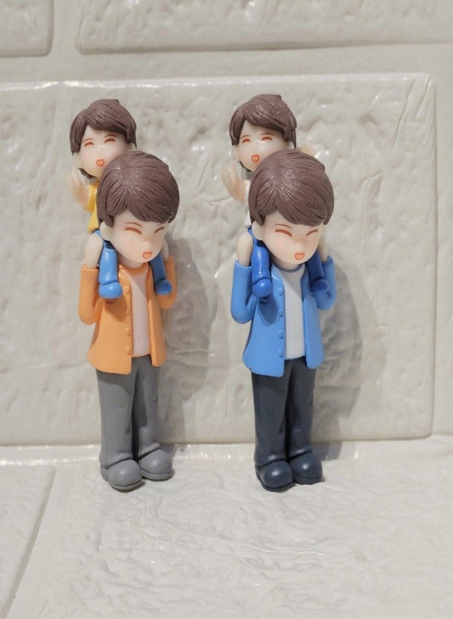 ARUNA DECOR Miniature Cute Father Son Figurine PVC Showpiece for Home Decor Miniature Garden Dollhouse Accessory Fairy Garden Decoration Collectible Gift - Image 1